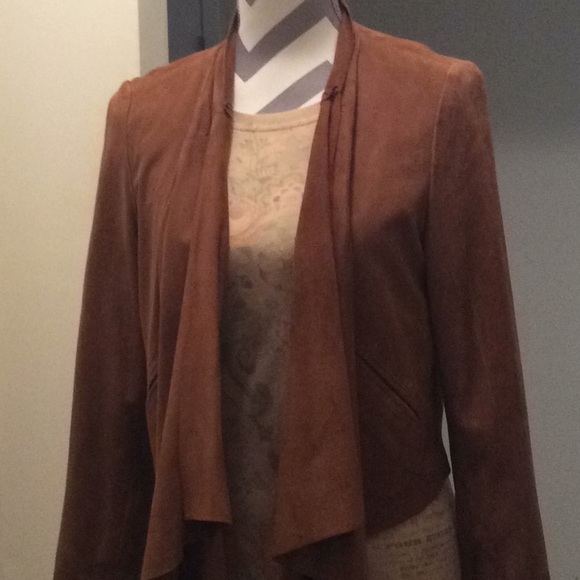 Ladies lightweight genuine leather suede blazer - Picture 4 of 4